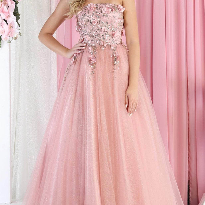 Vestido largo floral de cuello recto RQ7968