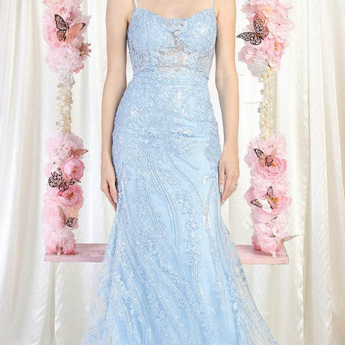 Vestido de noche con tirantes bordados RQ7974