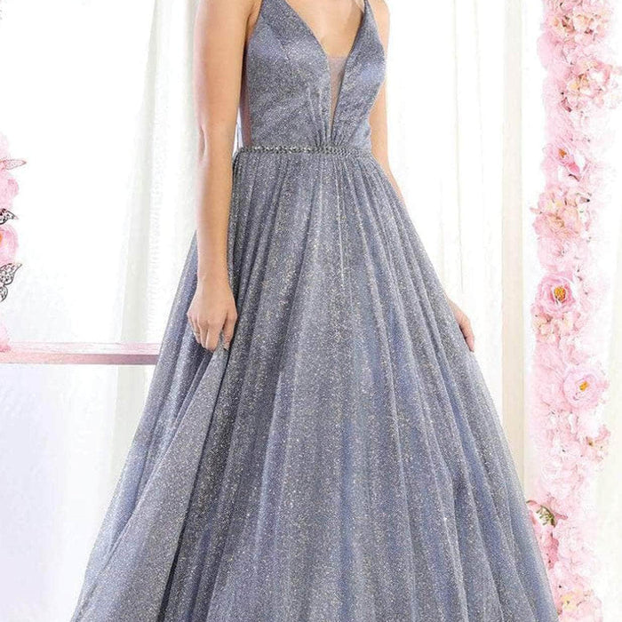 Vestido de novia en línea A con escote en V y sin mangas RQ7983