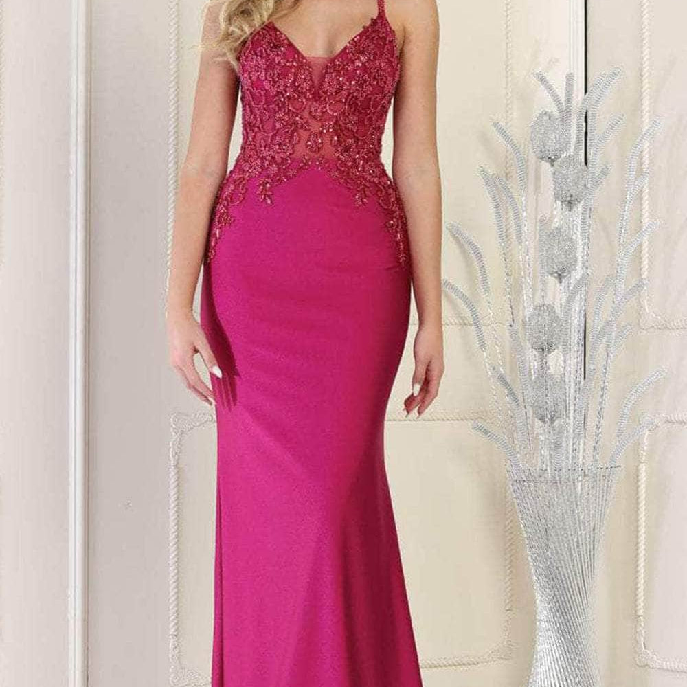 Vestido de noche sin mangas adornado RQ7991