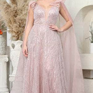 Vestido de noche largo con capa en A RQ7998