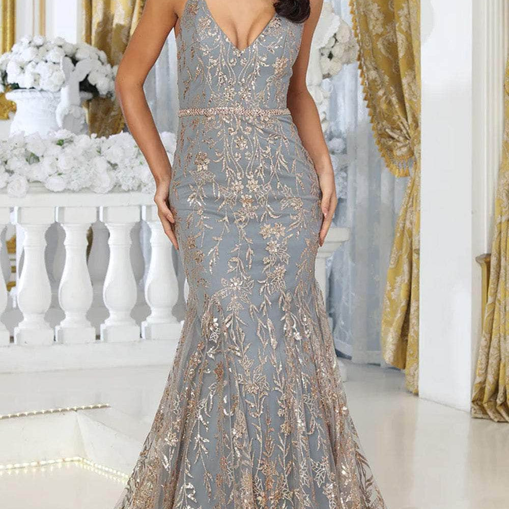 Vestido de fiesta sirena metalizado RQ8017