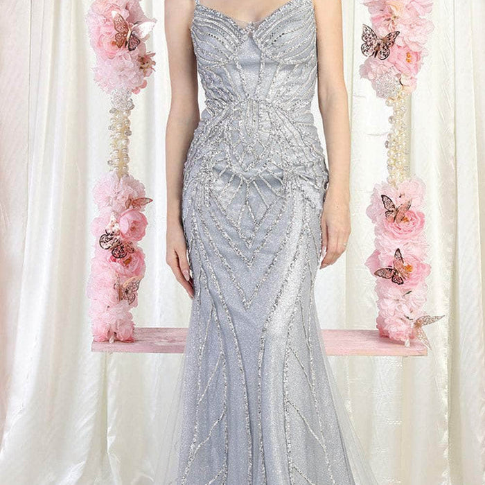 Vestido largo de lentejuelas sin mangas RQ8023