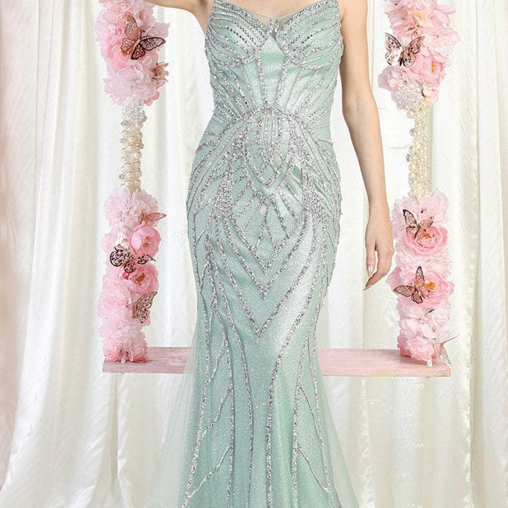 Vestido largo de lentejuelas sin mangas RQ8023