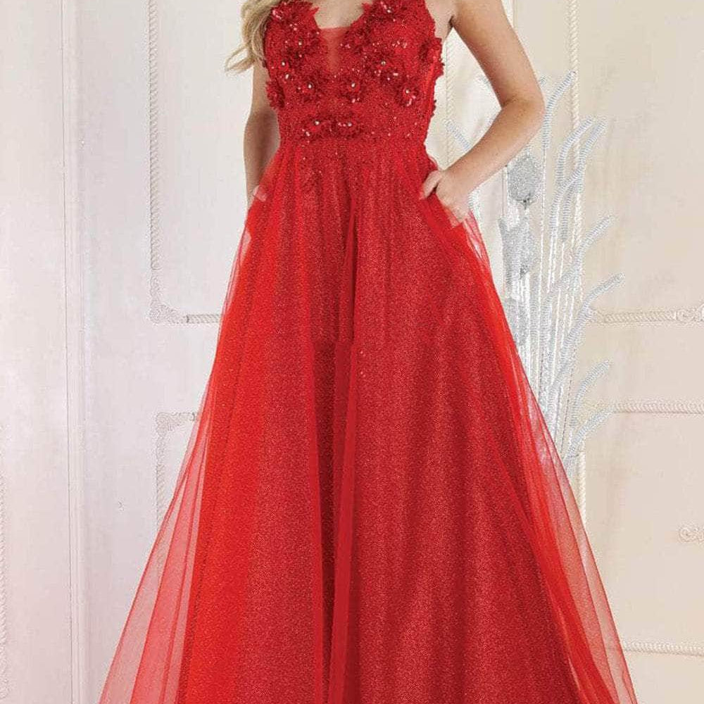 Vestido de fiesta línea A con tirantes finos RQ8024