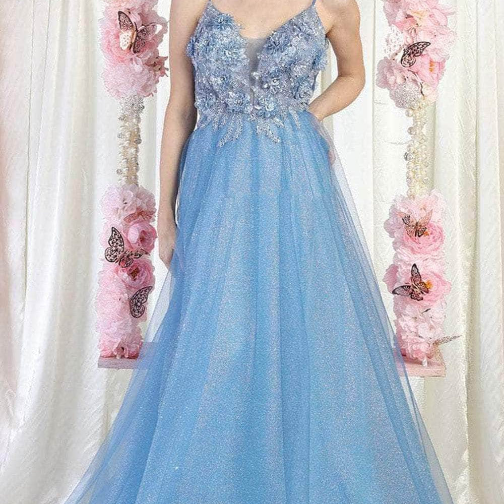 Vestido de fiesta línea A con tirantes finos RQ8024