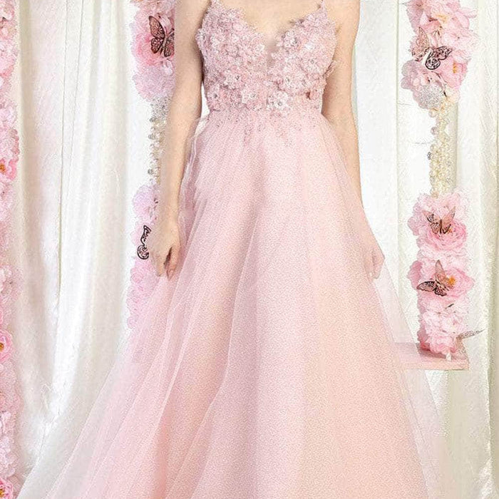 Vestido de fiesta línea A con tirantes finos RQ8024