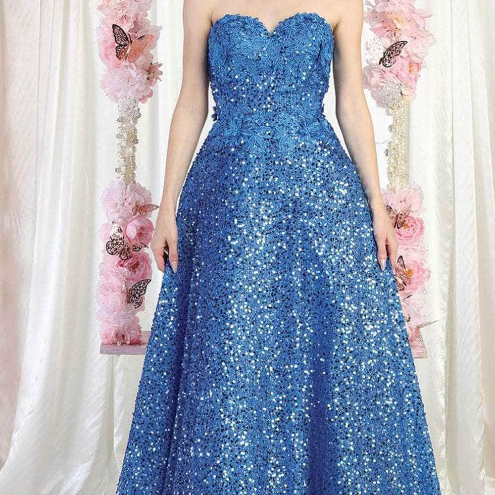 Vestido de fiesta corazón con apliques de lentejuelas RQ8025