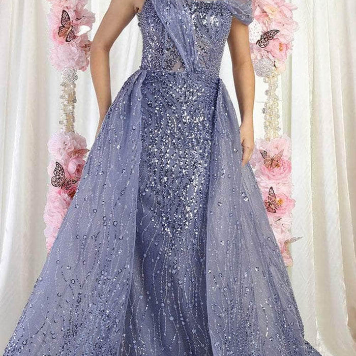 Vestido de noche recto con cuentas RQ8029