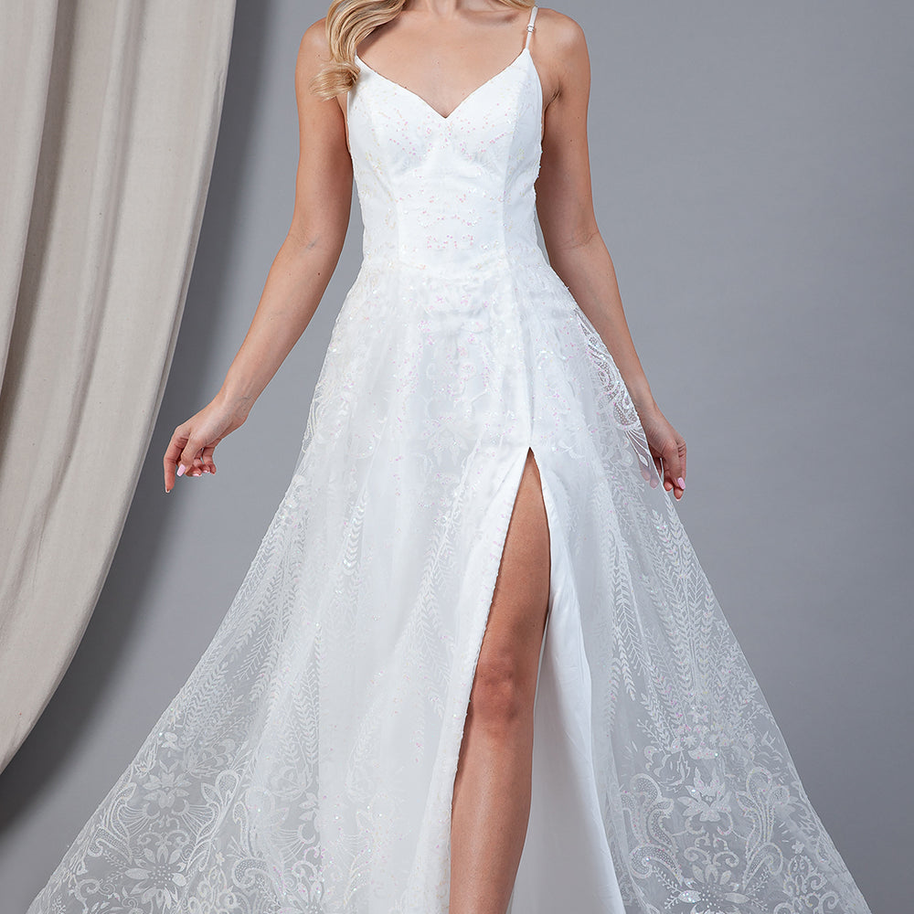 Vestido blanco largo de Amelia Couture EL010