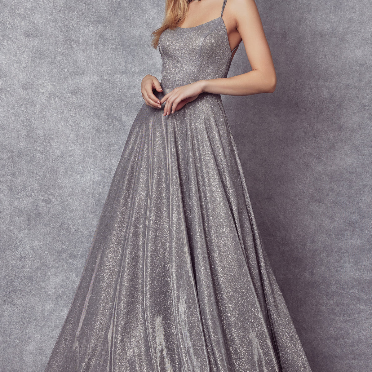 Vestido largo con bolsillos de purpurina metalizada de Juliet 203