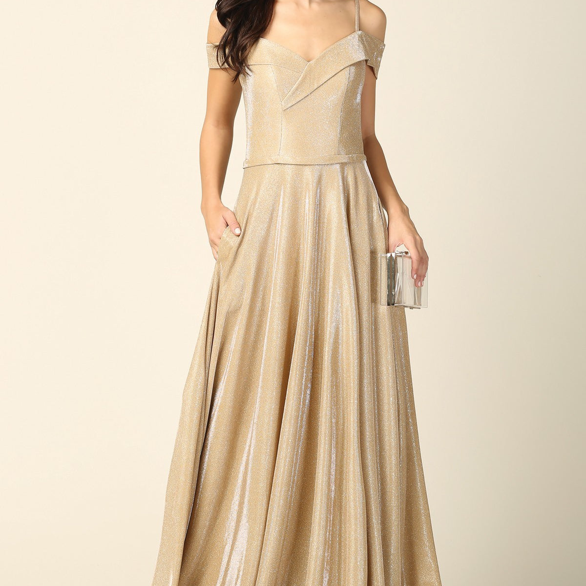 Vestido metálico con bolsillos EVA 3373