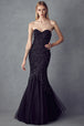 Juliet 644 - Vestido de sirena sin tirantes bordado