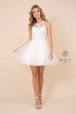 Vestido Blanco corto de tul con corpiño bordado de Nox Anabel B652