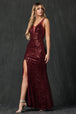 Vestido entallado de lentejuelas con cuello en V de Juliet 264