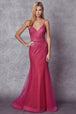 Vestido ajustado de malla con purpurina y cuello en V de Juliet 271