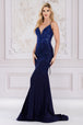 Amelia Couture 3018 - Vestido de Sirena con Cuello en V de Piedra Caliente