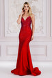 Amelia Couture 3018 - Vestido de Sirena con Cuello en V de Piedra Caliente