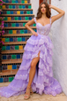 Vestido corsé a capas sin hombros de Amelia Couture TM1012