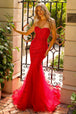 Vestido de sirena sin tirantes floral 3D por Amelia Couture SU081