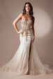 Vestido de fiesta ajustado con aberturas sin tirantes y cuentas de Amelia Couture 7051