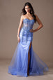 Vestido de fiesta ajustado con aberturas sin tirantes y cuentas de Amelia Couture 7051