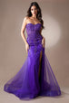 Vestido de fiesta ajustado con aberturas sin tirantes y cuentas de Amelia Couture 7051