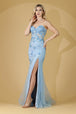Vestido corsé sin tirantes con apliques florales de Amelia Couture BZ9019