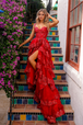 Vestido corsé a capas sin hombros de Amelia Couture TM1012