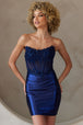 Vestido corto sin tirantes con apliques de Amelia Couture BZ9025S