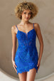 Vestido corto con corsé y apliques brillantes de Amelia Couture 5059S