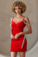 Vestido corto de terciopelo con hombros descubiertos de Amelia Couture 6200S