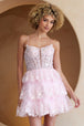 Vestido corto con volantes y sin mangas con apliques de Amelia Couture BZ9031S