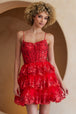 Vestido corto con volantes y sin mangas con apliques de Amelia Couture BZ9031S