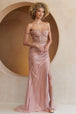 Amelia Couture TM1029 - Vestido sin hombros con aberturas y abalorios