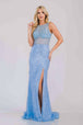 Vestido ajustado con abertura y lentejuelas sin mangas de Amelia Couture AG0111