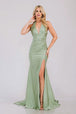 Amelia Couture 3040 - Vestido de satén ajustado con abertura halter