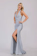 Amelia Couture 3040 - Vestido de satén ajustado con abertura halter
