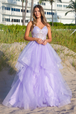 Vestido de corte A con capas y sin mangas de Amelia Couture 5068