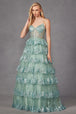 Vestido de fiesta con apliques de lentejuelas sin mangas y corte-A de Juliet JT2454K