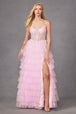 Vestido de fiesta con volantes sin mangas y corte-A de Juliet JT2458A