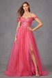 Vestido de fiesta con apliques de lentejuelas y aberturas en los hombros de Juliet JT2466A