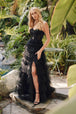 Vestido de fiesta sin mangas de corte-A con volantes y cuerpo de encaje de Juliet JT2451S