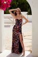 Vestido de fiesta con abertura y sin mangas con estampado de lentejuelas de Juliet JT2498A
