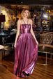 Vestido evasé largo con escote halter metalizado de Juliet JT2503A