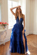 Vestido palabra de honor evasé con abertura y volantes de Juliet JT2556S