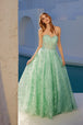 Vestido palabra de honor evasé con estampado brillante de Juliet JT2547S
