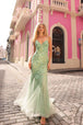 Vestido sirena sin mangas estampado lentejuelas de Nox Anabel C1416