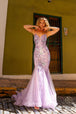 Vestido sirena sin mangas estampado lentejuelas de Nox Anabel C1416