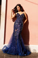 Vestido sirena sin mangas estampado lentejuelas de Nox Anabel C1416